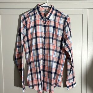 Express Extra Slim fit coral and blue plaid dresss shirt